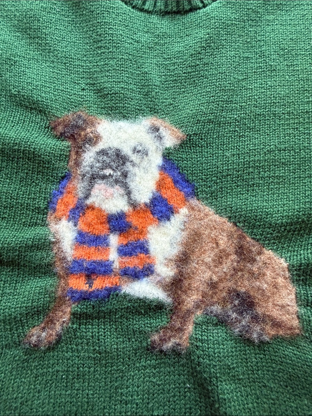 Polo Ralph Lauren English Bulldog Intarsia Knit Green Cotton Boy’s Sweater. XL. - Picture 4 of 6